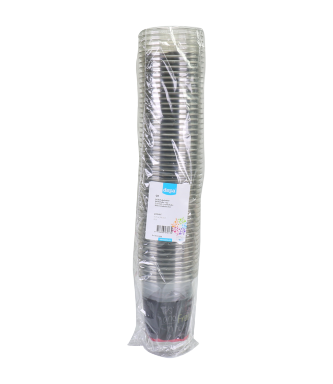 Milkshakebeker disp 30 cl ICE is (N)ICE transparant/roze gerecycled PET - Depa | prijs & verp per 50 stuks