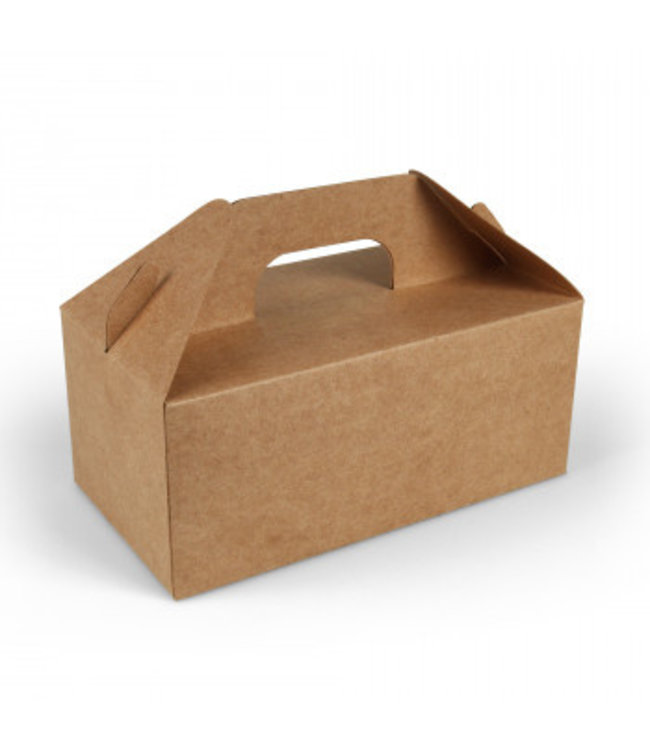 Lunchbox disp 228 x 122 x 97 mm bruin met handvat - Karton  prijs & verp per 250 suks