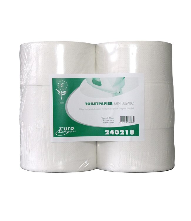 Toiletpapier 2-laags wit mini Jumbo 180 mtr | prijs & ver per 12 rol