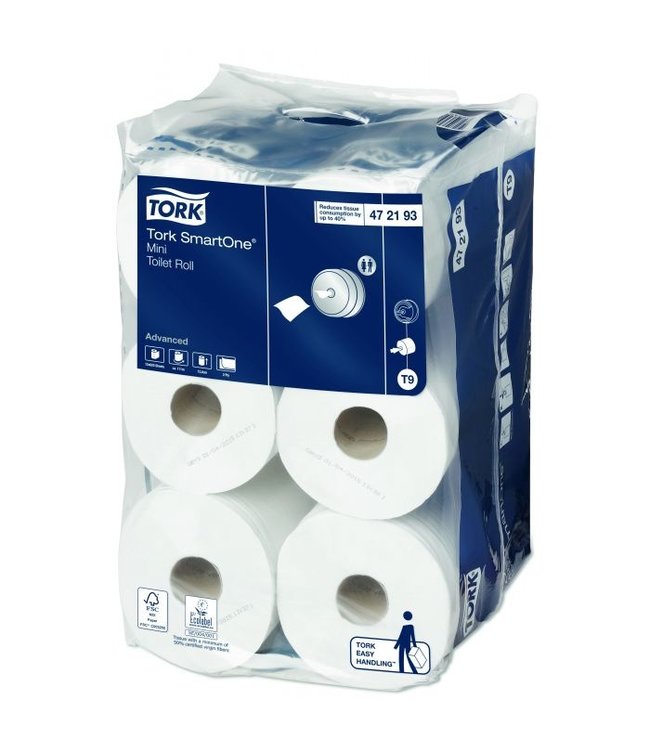 Toiletpapier Smart One Mini tbv T9 - Tork | prijs & verp per 12 stuks