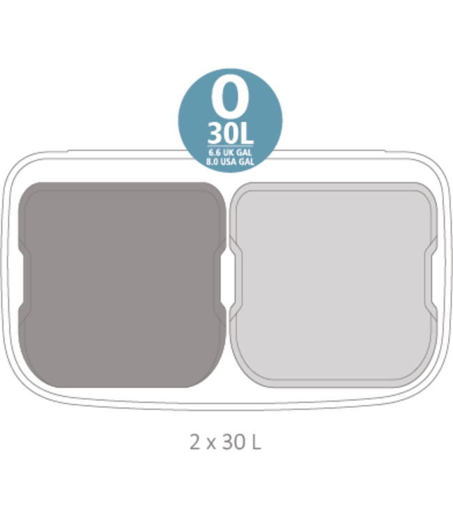 Pedaalemmer 2 x 30 ltr grijs Bo - Brabantia