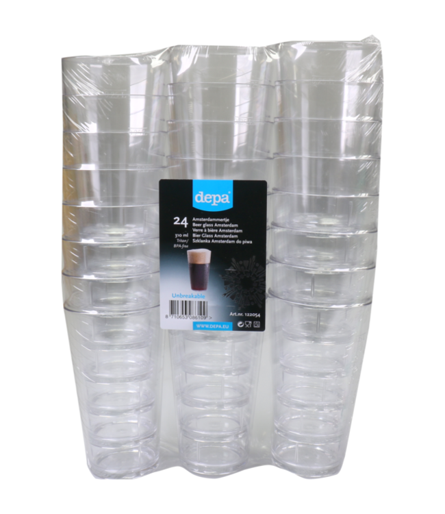 Bierglas reusable pETG 33 cl Amsterdammertje onbreekbaar transparant | prijs & verp per 24 stuks
