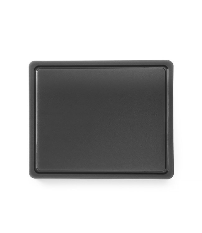 Snijplank HDPE zwart GN-1/2 325 x 265 x 12 mm HACCP met geul aan 1 zijde