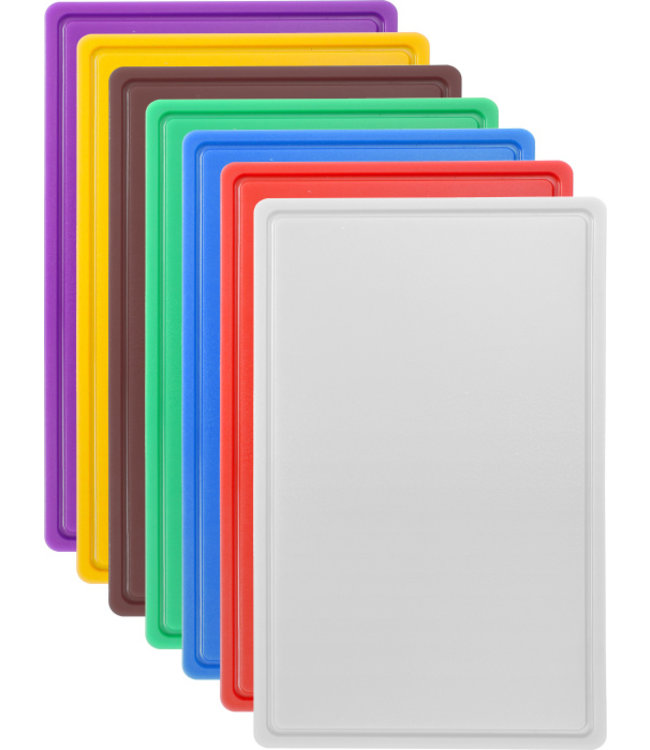 Snijplank HDPE rood GN-1/1 530 x 325 x 15 mm HACCP met geul aan 1 zijde