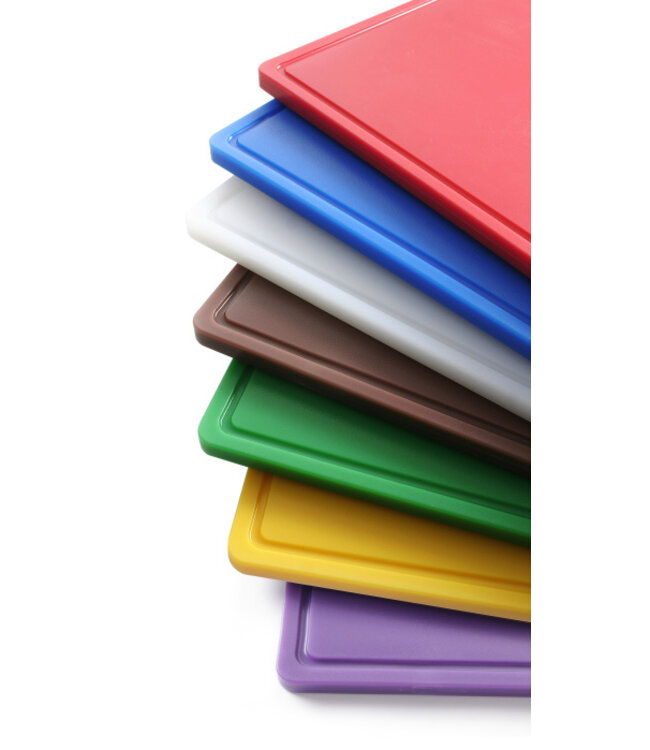 Snijplank HDPE groen GN-1/1 530 x 325 x 15 mm HACCP met geul aan 1 zijde