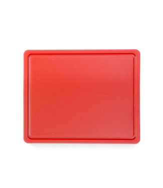 Snijplank HDPE rood GN-1/2 325 x 265 x 12 mm HACCP met geul aan 1 zijde