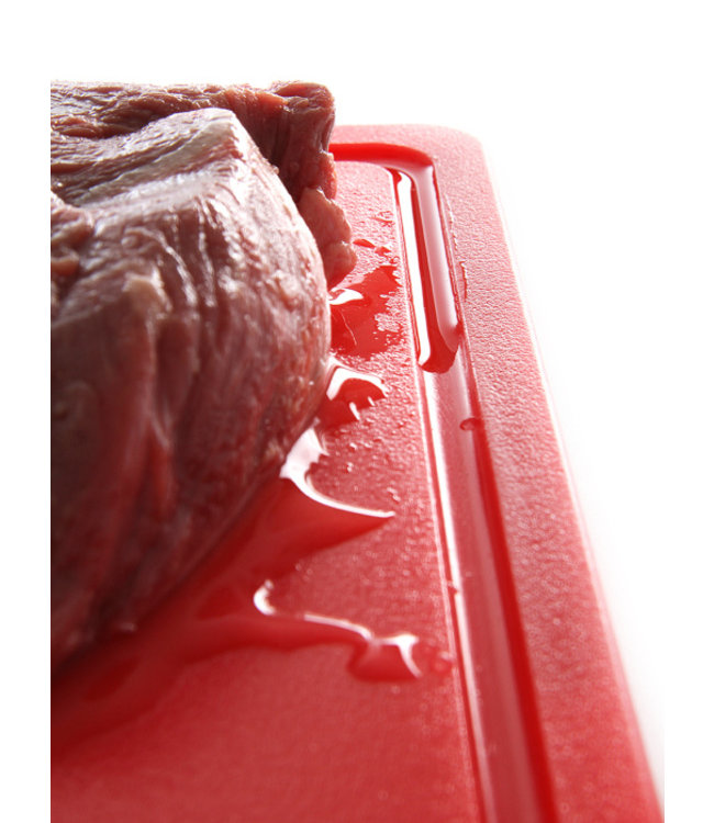 Snijplank HDPE rood GN-1/2 325 x 265 x 12 mm HACCP met geul aan 1 zijde