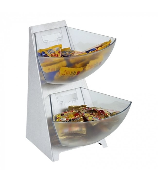 Buffetdisplay rvs frame met 2 kunststof inzetten 1 liter