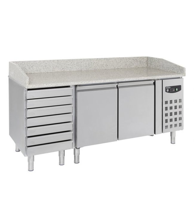 Pizzawerkbank met 2 deuren en 7 lades 2025 x 800 x 1000 mm - Combisteel