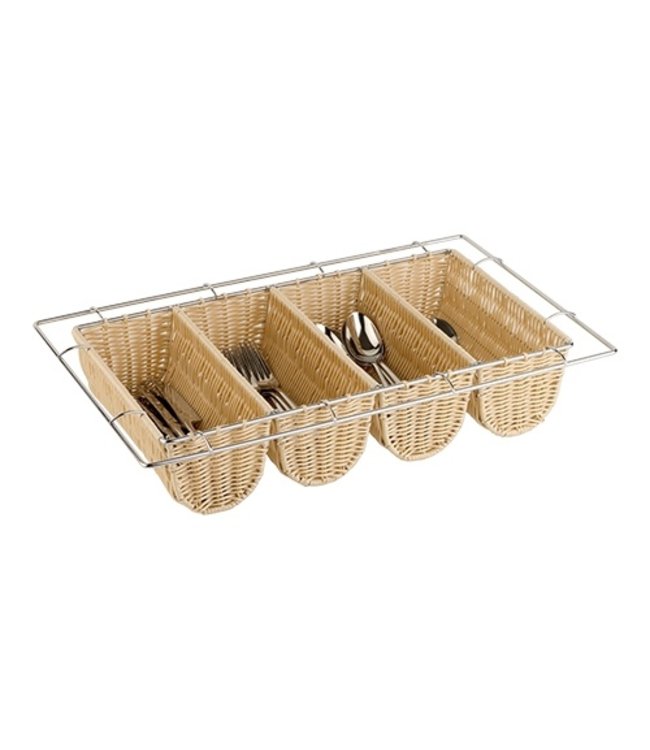 Bestekbak 1/1GN met chromen frame - Polyrattan