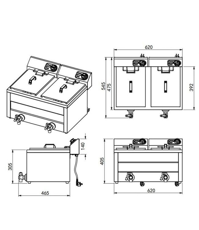 Friteuse 2 x 8 ltr - Combisteel