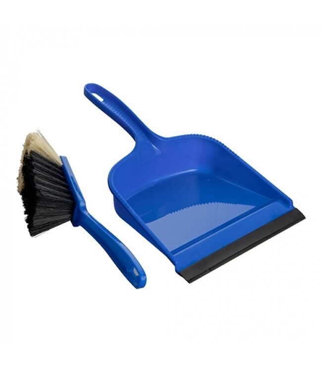 Stoffer en blik 215 x 330 x 55 mm blauw kunststof