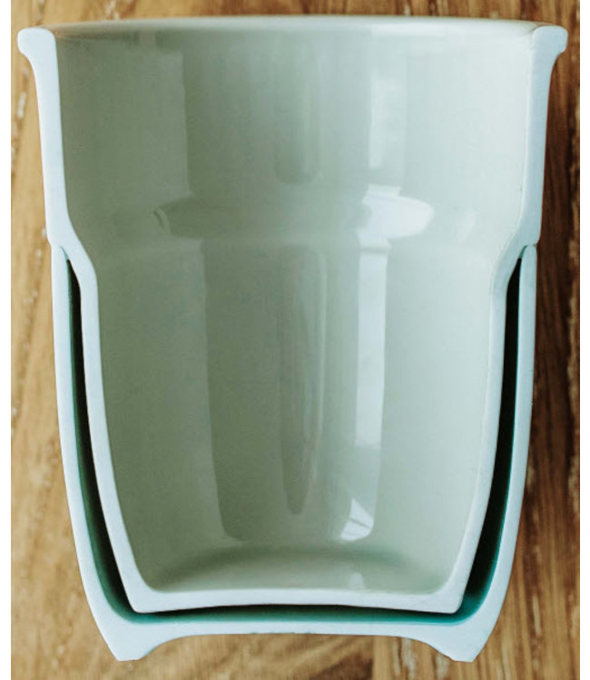 Beker 30 cl blauw/beige dubbelwandig porselein - G. Benedikt | prijs & verp per 6 stuks