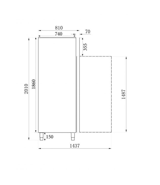 Vrieskast 1200 ltr statisch rvs/alu 1340 x 810 x 2010 mm - Combisteel