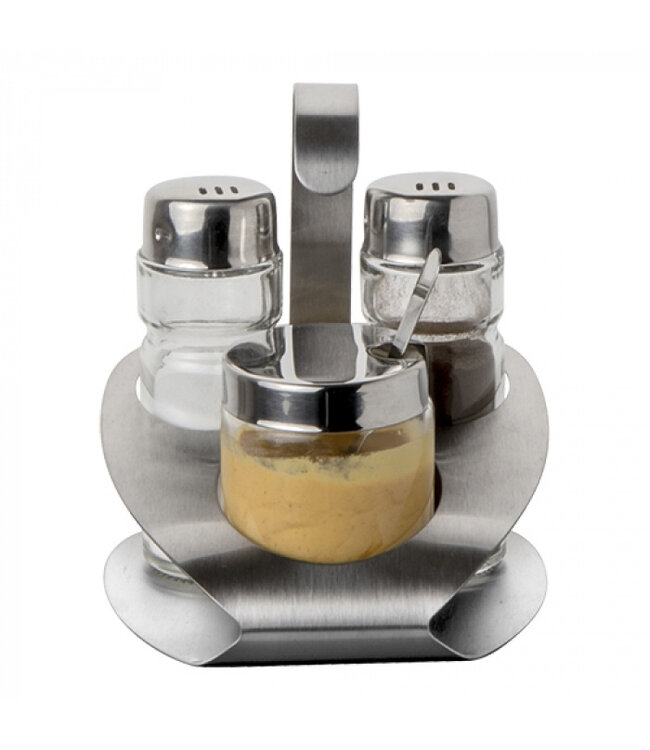 Menageset 3-delig peper/zout/mosterdpotje 100 x 100 x 120 mm - ProSup