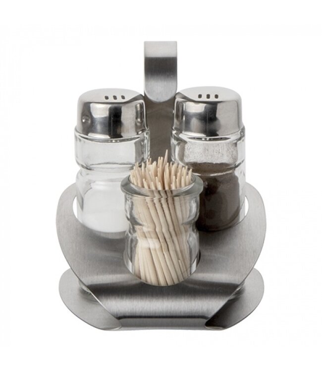 Menageset 3-delig peper/zout/tandenstokerpotje 90 x 80 x 120 mm - ProSup