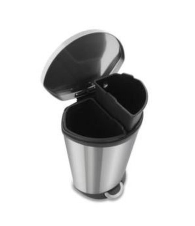 Pedaalemmer 22+22 ltr mat RVS recycling Shell Bin - EK