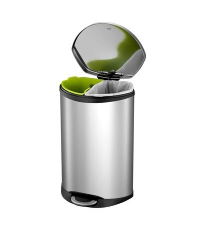 Pedaalemmer 22+22 ltr mat RVS recycling Shell Bin - EK