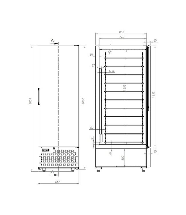 IJsbewaarkast 658 ltr(br.) 667 x 895 x (h)2020 mm - Combisteel