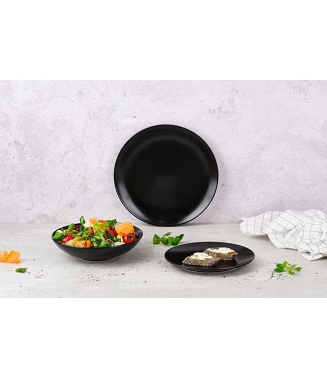 Bord 260 mm zwart aardewerk Venus Black - Cosy & Trendy | prijs & verp per 12 stuks