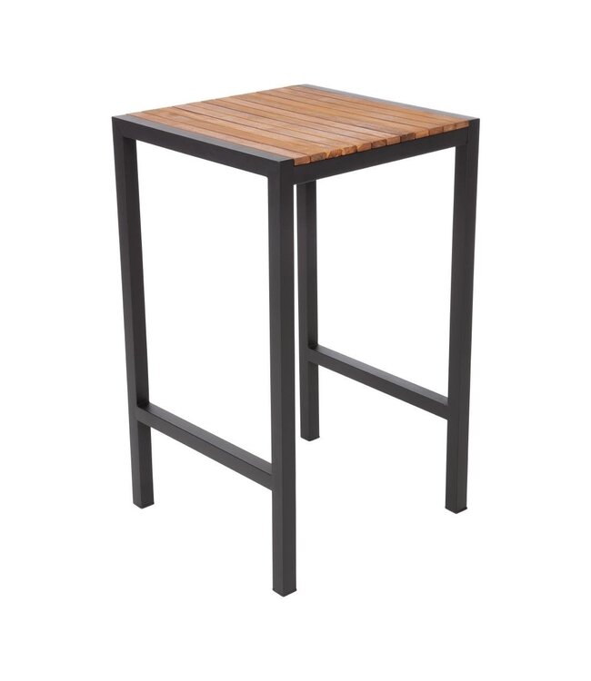 Bartafel vierkant zonder parasolgat 600 x 600 x 1000 mm - Staal en hout