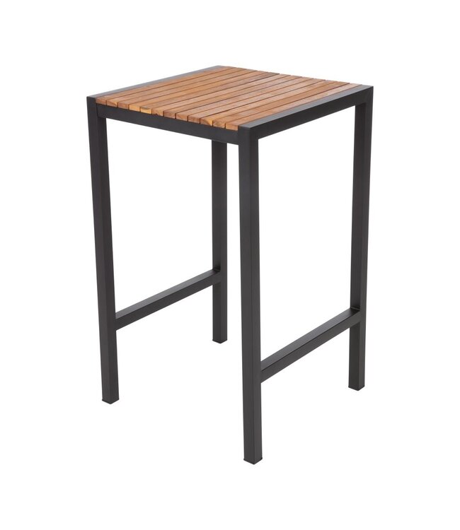 Bartafel vierkant zonder parasolgat 600 x 600 x 1000 mm - Staal en hout