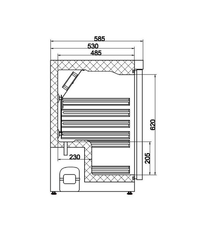 Koelkast 130 ltr netto 600 x 585 x 850 mm (bxdxh) RVS - Combisteel