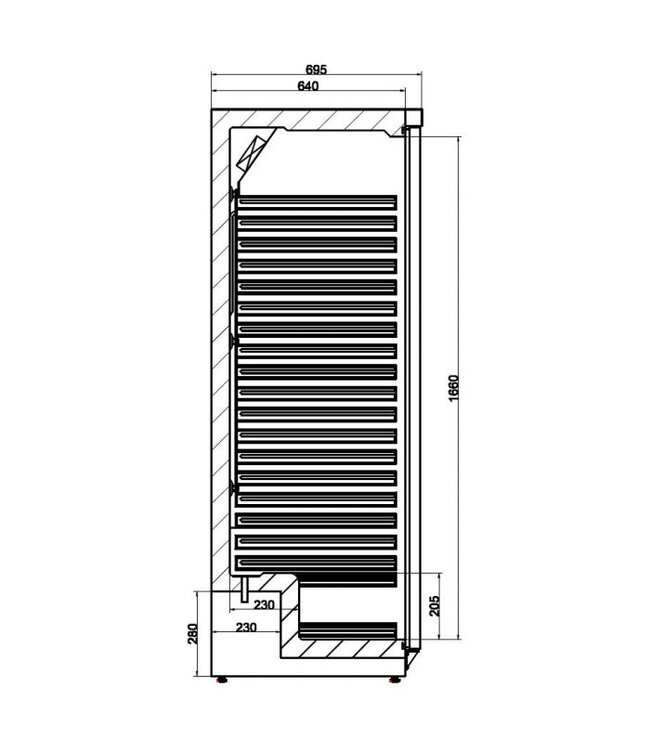 Koelkast 570 ltr netto 775 x 695 x 1885 mm (bxdxh) RVS - Combisteel