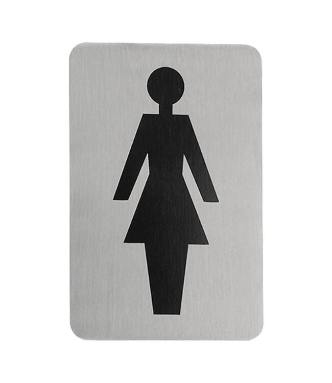 Tekstplaatje zelfklevend "Vrouw pictogram" - Roestvrijstaal