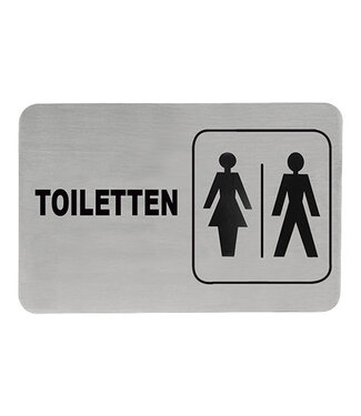 Sans Marque Tekstplaatje zelfklevend "Man / Vrouw / Toiletten" - Roestvrijstaal