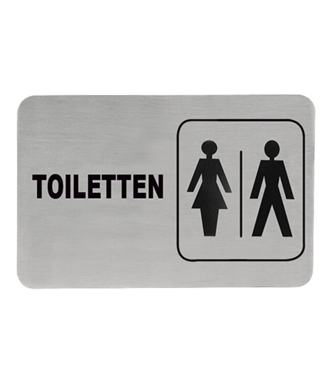 Tekstplaatje zelfklevend "Man / Vrouw / Toiletten" - Roestvrijstaal