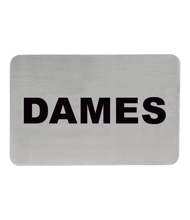 Tekstplaatje zelfklevend "DAMES" - Roestvrijstaal