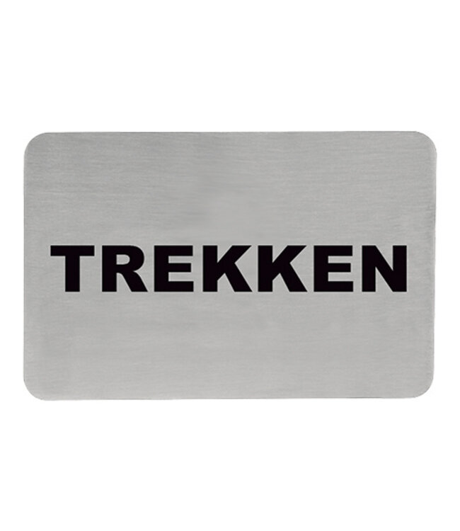 Tekstplaatje zelfklevend rvs "TREKKEN"