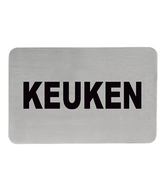 Sans Marque Tekstplaatje zelfklevend "KEUKEN" 110 x 60 mm - Roestvrijstaal