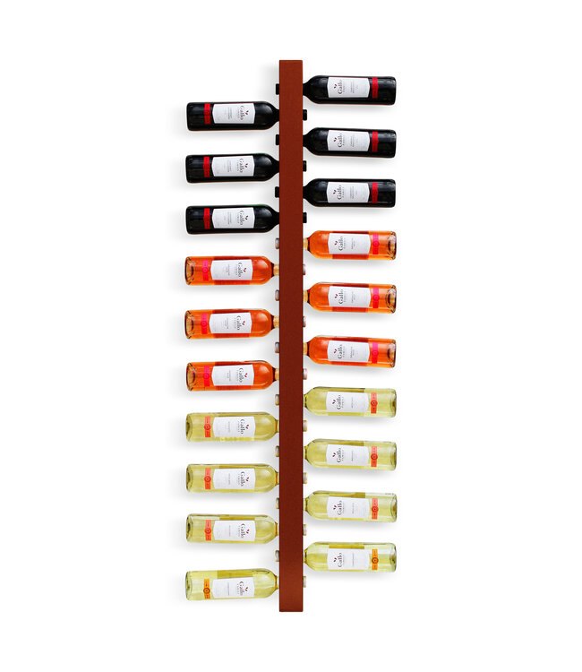 Wijnpaal Alto 20 fles 1300 mm wandmontage koper - KeKxclusive