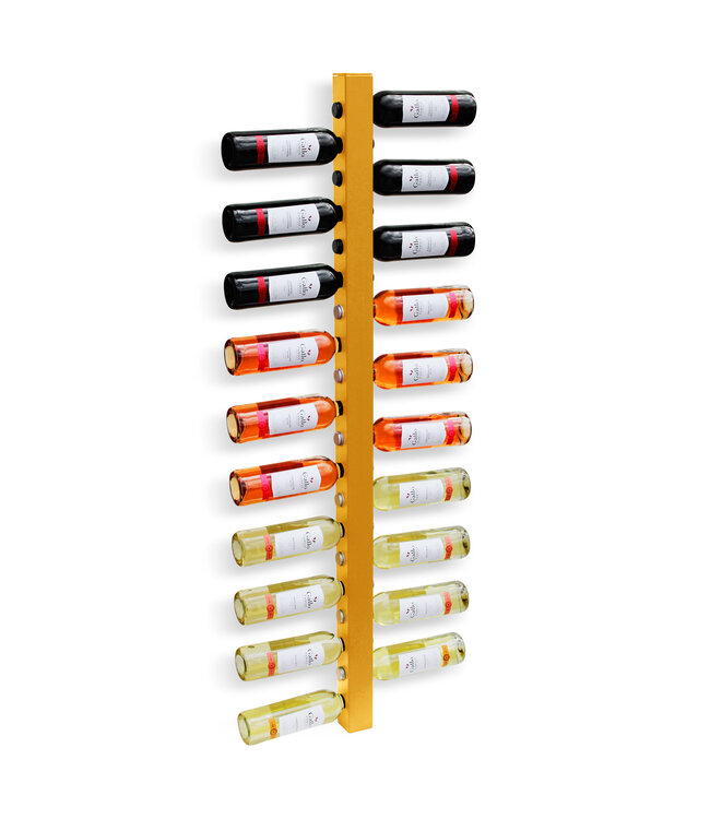 Wijnpaal Alto 20 fles 1300 mm wandmontage goud - KeKxclusive