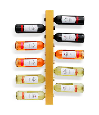 Wijnpaal Basso 10 fles 800 mm wandmontage goud - KeKxclusive