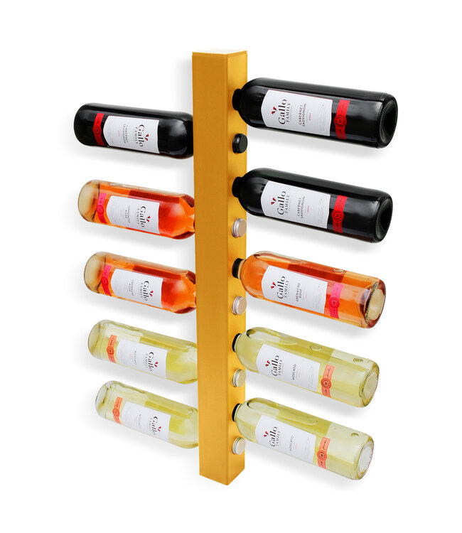 Wijnpaal Basso 10 fles 800 mm wandmontage goud - KeKxclusive