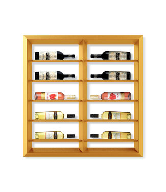 Wijndisplay Compacto 10 fles 905 x 100 x 920 mm (bxdxh) wandmontage goud - KeKxclusive