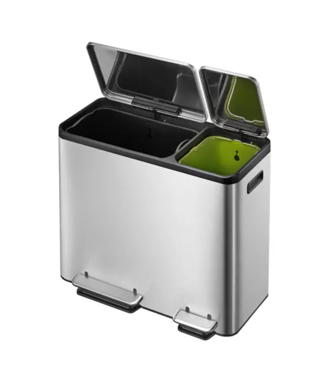 Pedaalemmer 45 ltr (30+15 L) Recycler mat RVS Ecocasa - EKO
