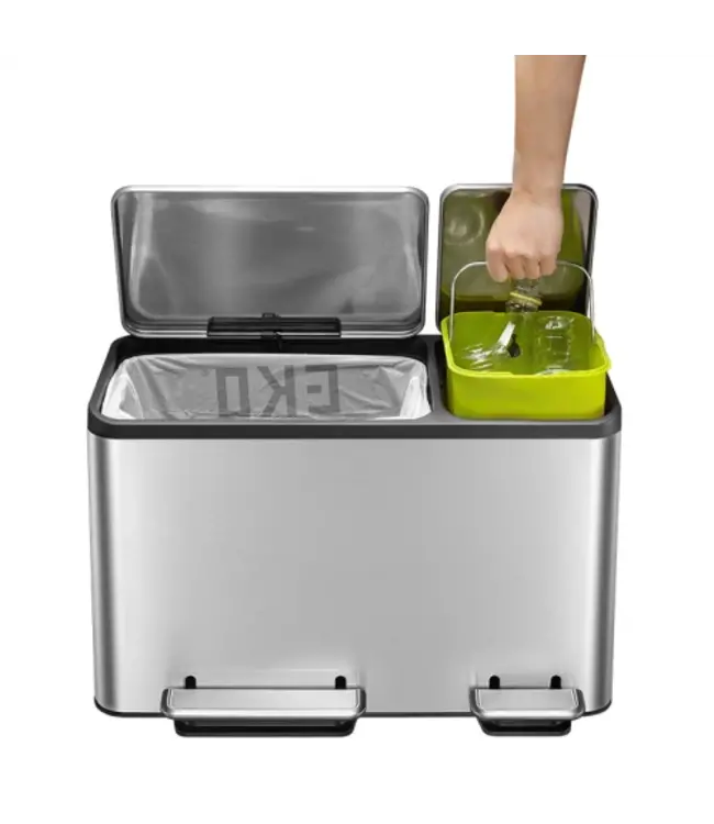 Pedaalemmer 45 ltr (30+15 L) Recycler mat RVS Ecocasa - EKO