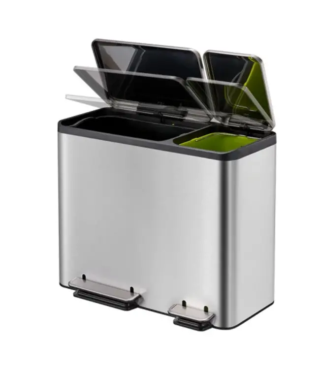 Pedaalemmer 45 ltr (30+15 L) Recycler mat RVS Ecocasa - EKO