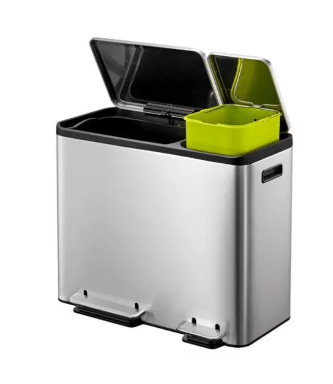 Pedaalemmer 45 ltr (30+15 L) Recycler mat RVS Ecocasa - EKO