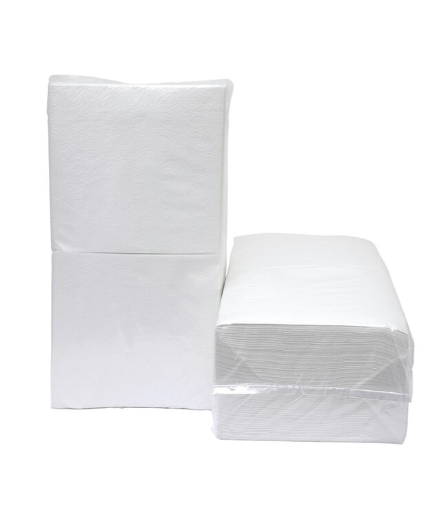 Servet 32x31,5 cm 1-laags wit papier 1/4 gevouwen | prijs & verp per 500 stuks