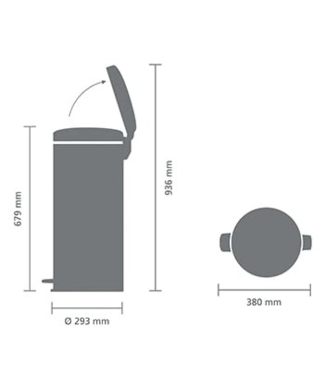 Pedaalemmer 30 ltr Matt Black NewIcon - Brabantia