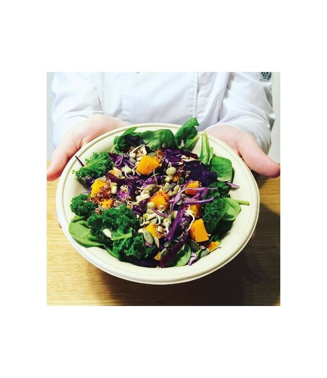 Bowl disp bagasse 90 cl Ø 210  x (h) 60 mm bruin | prijs & verp per 250 stuks