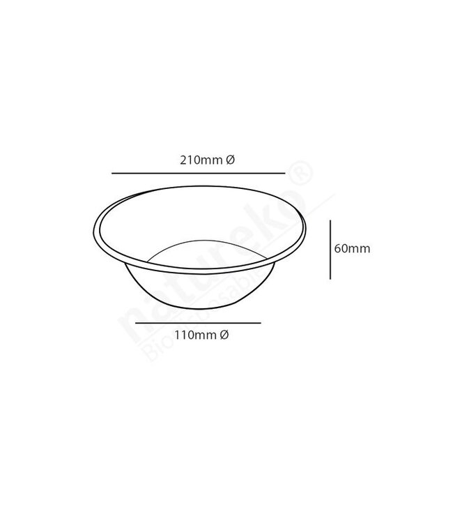 Bowl disp bagasse 90 cl Ø 210  x (h) 60 mm bruin | prijs & verp per 250 stuks