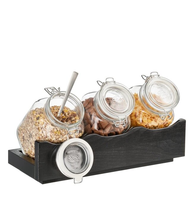 Buffetstandaard incl. 3 glazen potten 430  x 170 x 140 mm (bxdxh) - APS