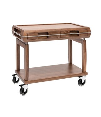 Ze Pé Luxe serveerwagen  113x64x(h)91 cm walnoothout met 4 geremde Ø125 mm wielen Nature - Ze Pé