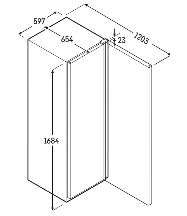 Koelkast 347/250 ltr (br/netto inh.) 597x654x1684 mm (bxdxh) +2°C tot +9°C WIT met glasdeur MRFvc 3511 Performance - Liebherr